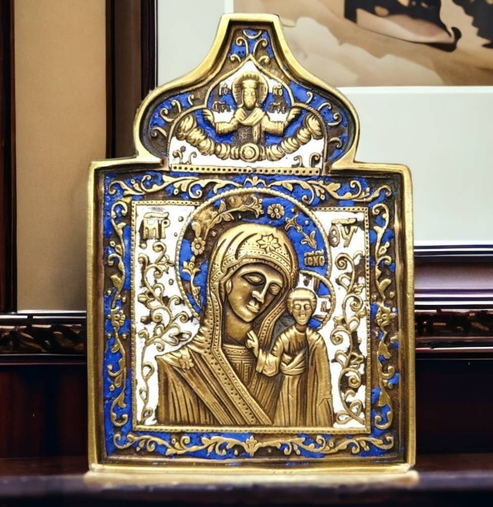 ヤフオク初】イコン ロシア正教 ブロンズ 19世紀☆カザンの聖母 ヤフオク初】イコン ロシア正教 ブロンズ 19世紀☆カザンの聖母