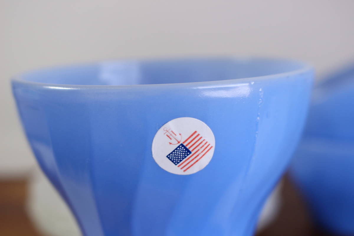  бесплатная доставка 4 покупатель комплект прекрасный товар! # Fire King Sabar Via cup & блюдце ракушка синий Vintage SHELL America производства USA