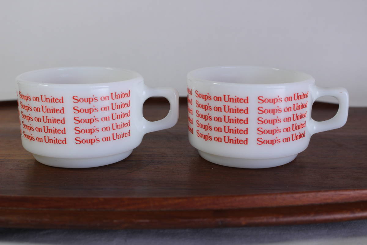 大特価 United on Soup's パイレックス * 2個セット! 美品 送料無料 ユナイテッド マグカップ ヴィンテージ 赤 レッド マグ エアライン パイレックス