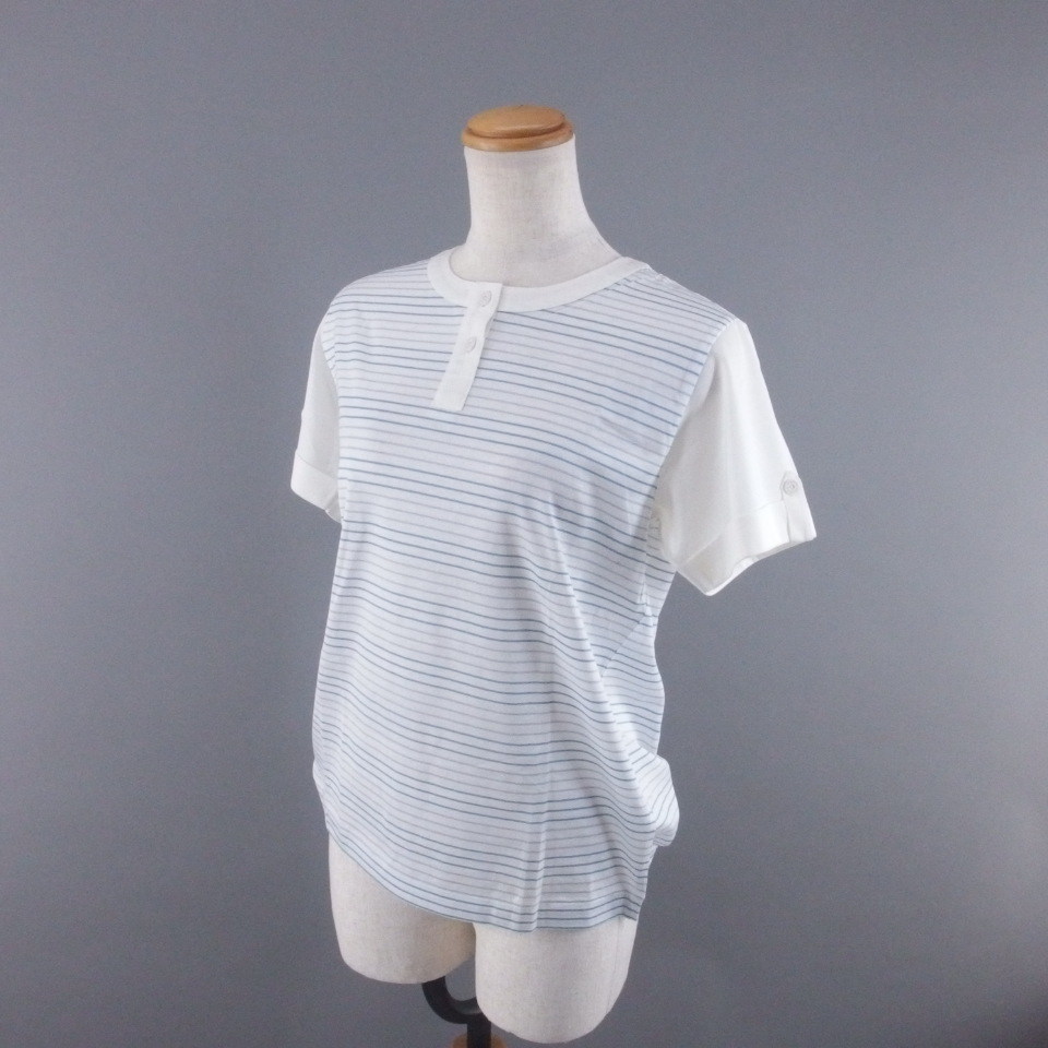 nevada lady's T-shirt Henley neckline border blue group cotton 100%