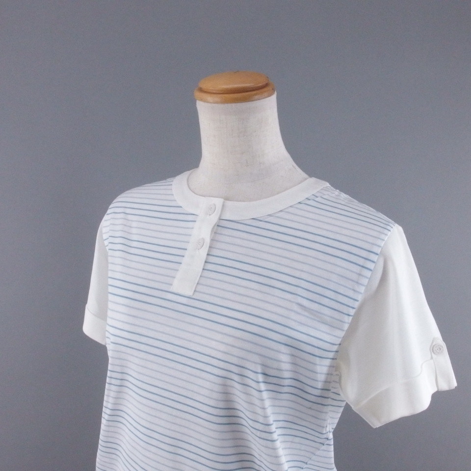 nevada lady's T-shirt Henley neckline border blue group cotton 100%