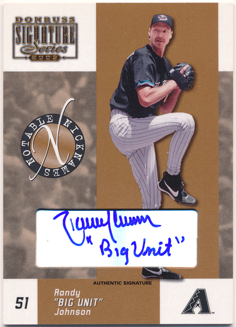 Randy Johnson MLB 2003 Donruss Signature Notable Nicknames Auto