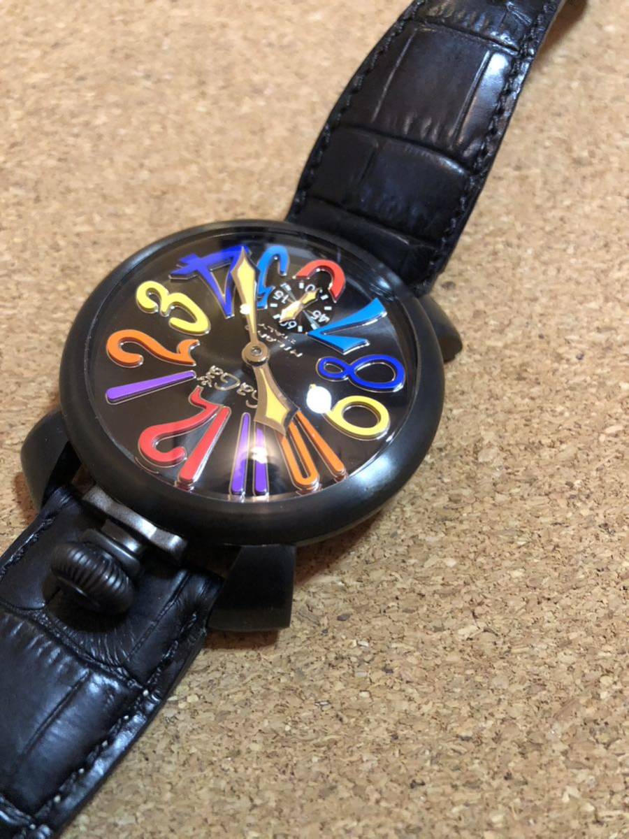 GAGA MILANO ガガミラノ マニュアーレ 48mm ブラック マルチカラー 手