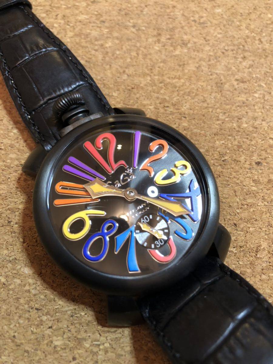 GAGA MILANO ガガミラノ マニュアーレ 48mm ブラック マルチカラー 手