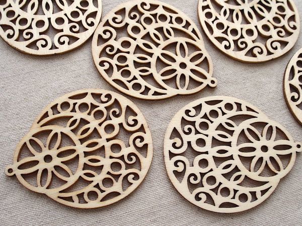  prompt decision 1 piece wood ornament ethnic plain wood * charm * wooden hand made parts material pendant 