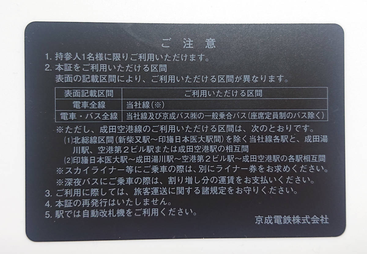 京成電鉄株主優待乗車証 定期型の画像2