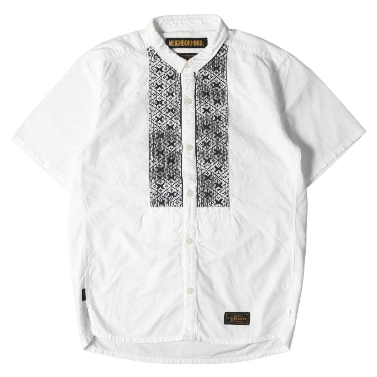 NEIGHBORHOOD ネイバーフッド シャツ サイズ:S 刺繍 デザイン コットン 半袖シャツ EMB / CL-SHIRT. SS 18SS ホワイト 白 トップス