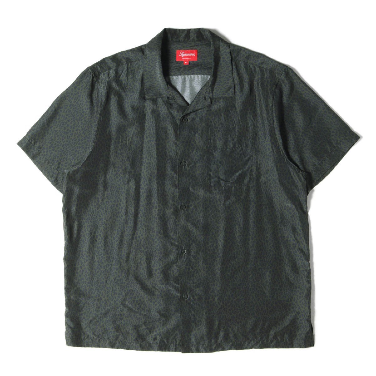 美品 Supreme シュプリーム シャツ サイズ:XL レオパード柄 シルク オープンカラー 半袖シャツ Leopard Silk S/S Shirt 22SS チャコール