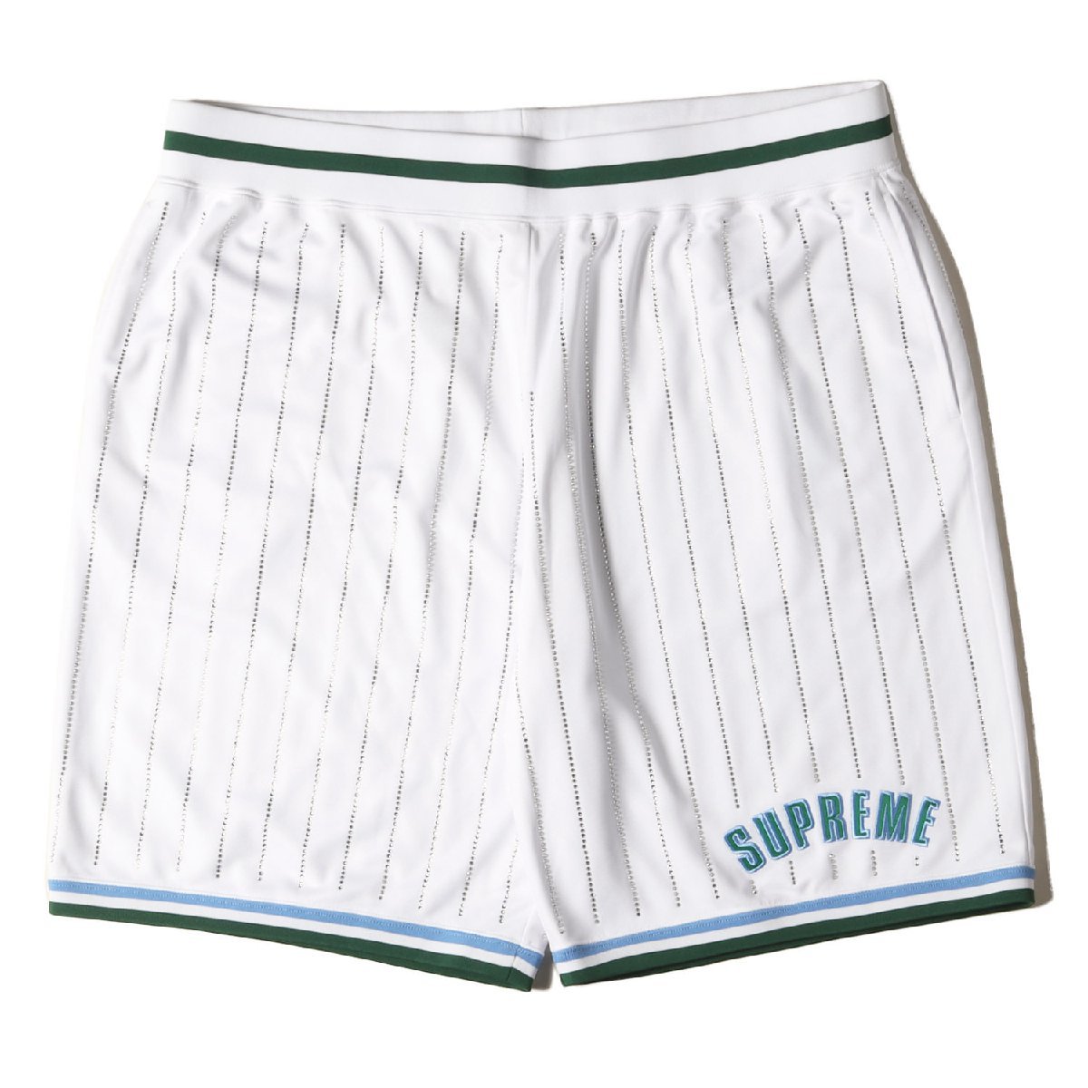 Supreme シュプリーム ラインストーン ストライプ バスケショーツ Rhinestone Stripe Basketball Short 22SS ホワイト ショートパンツ XXL