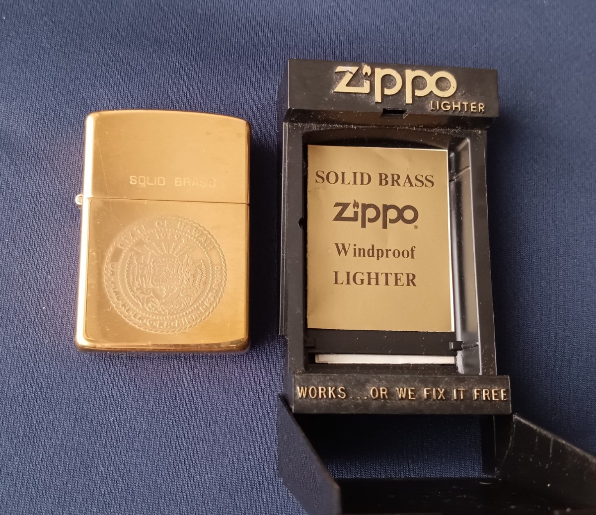 Zippo/ジッポー　SOLID BRASS STATE OF HAWAII　ダブルイヤー 1932-1988　ソリッドブラス　ハワイ_画像1