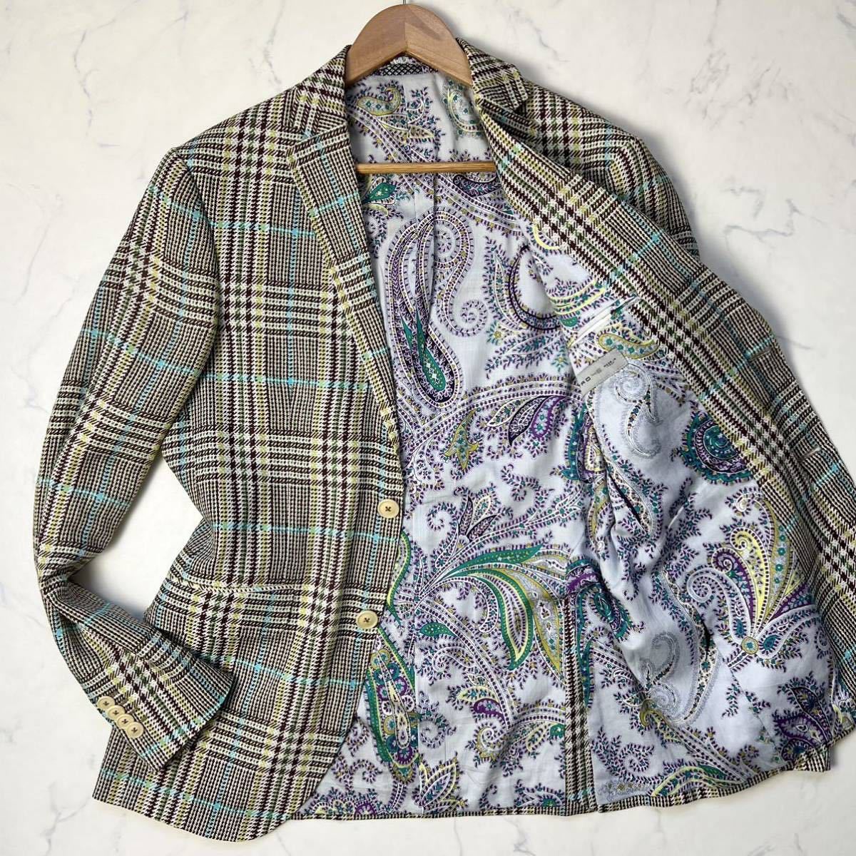 D2〈未使用に近い〉ETRO【圧巻の総柄】リネン100% テーラード