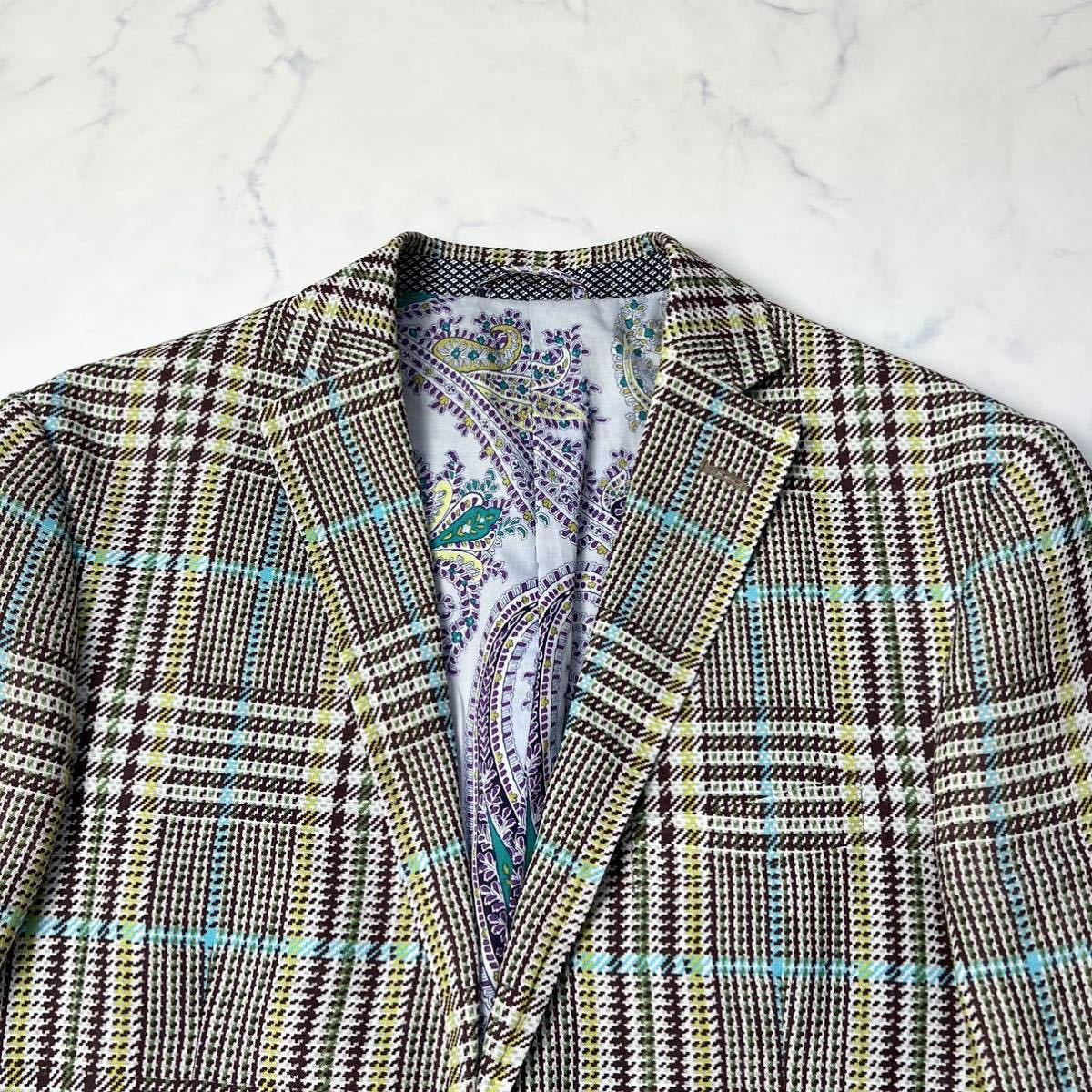D2〈未使用に近い〉ETRO【圧巻の総柄】リネン100% テーラード