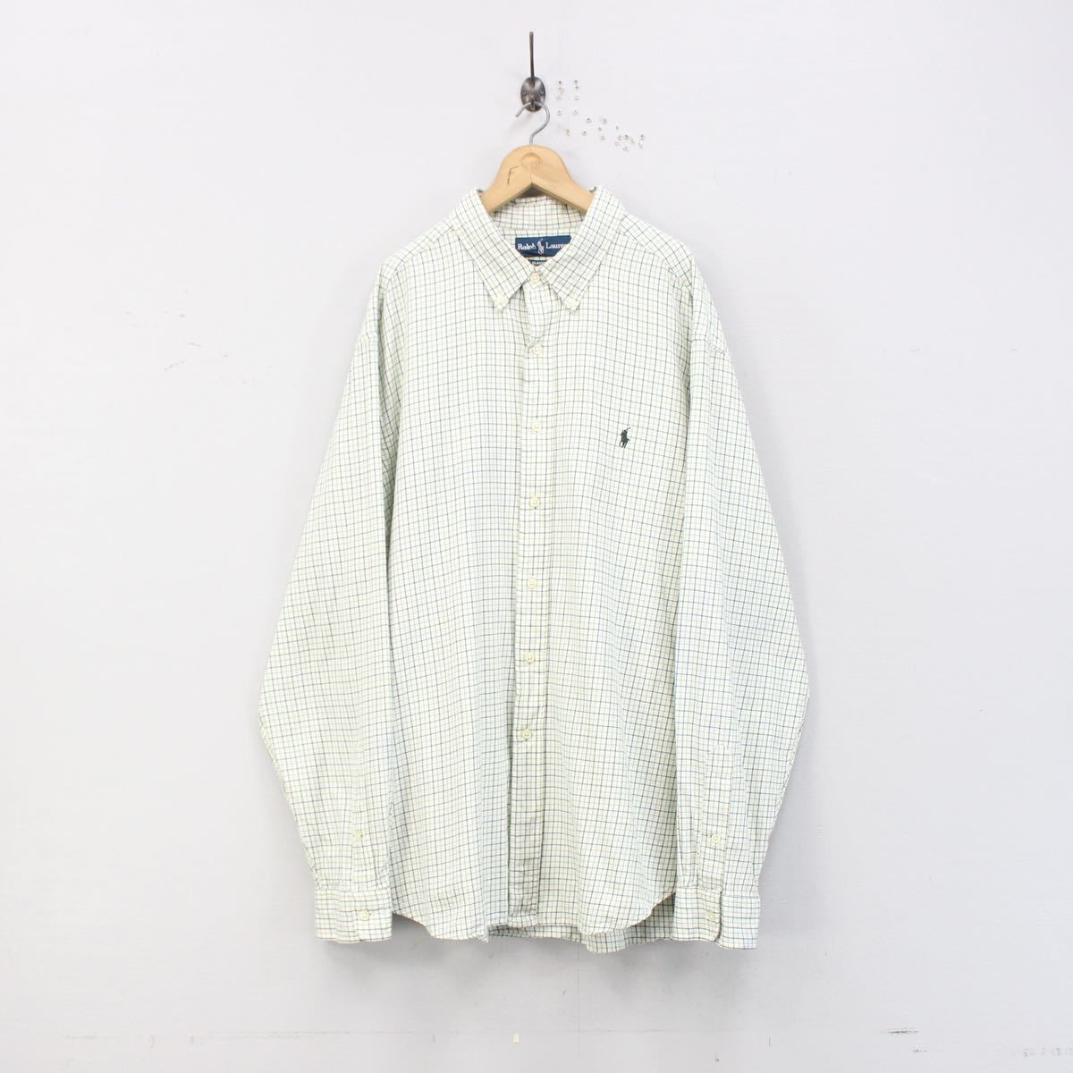 USA VINTAGE Ralph Lauren CHECK PATTERNED HORSE EMBROIDERY BD SHIRTアメリカ古着ラルフロレーンチェック柄ホース刺繍ボタンダウンシャツ