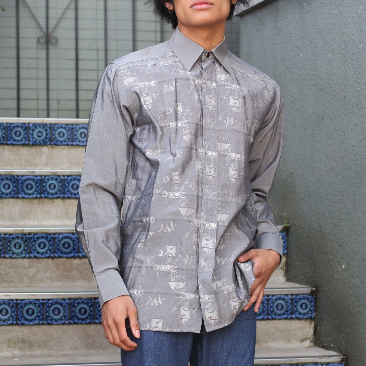 EU VINTAGE EMBROIDERY JACQUARD DESIGN SHIRT/ヨーロッパ古着