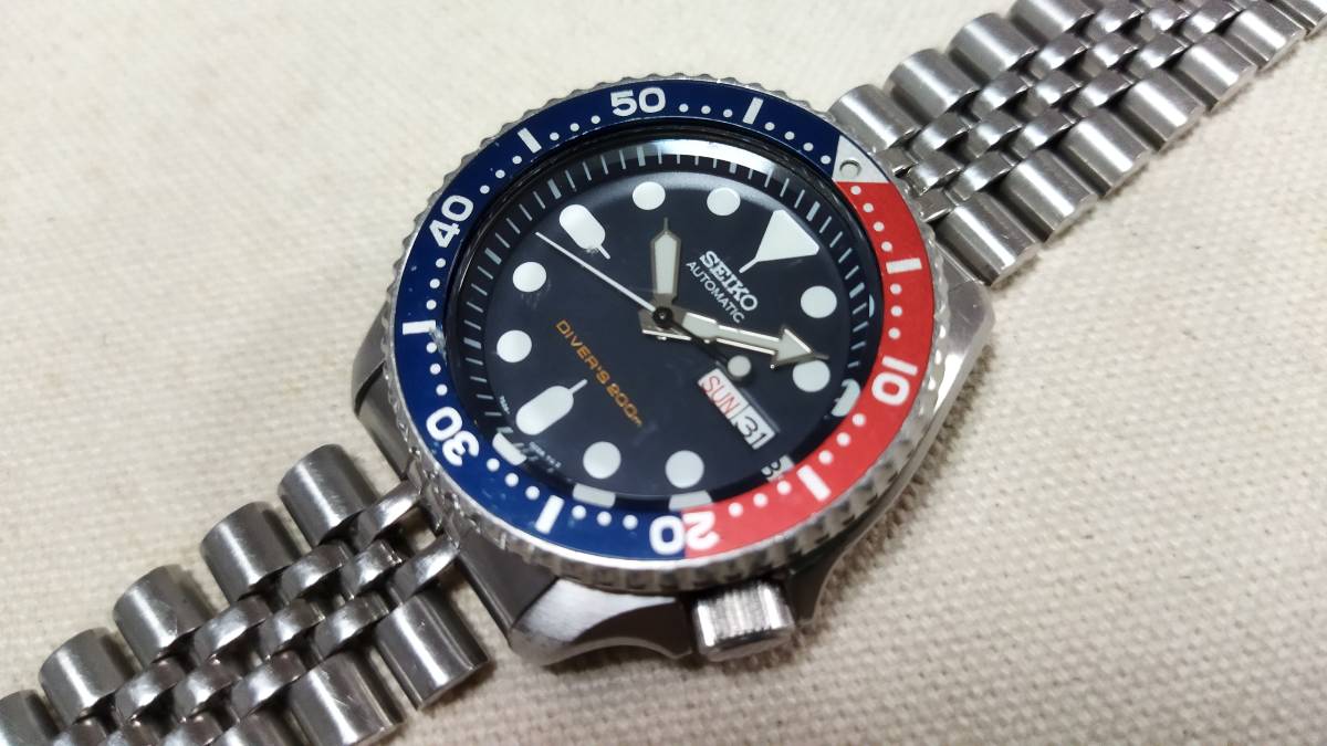 【１円スタート！】★SEIKO/セイコー・廃盤/ブラックボーイ 200mダイバー/ペプシベゼル・SKX007/7S26-0020 自動巻・ジュビリーブレス仕様★_画像1