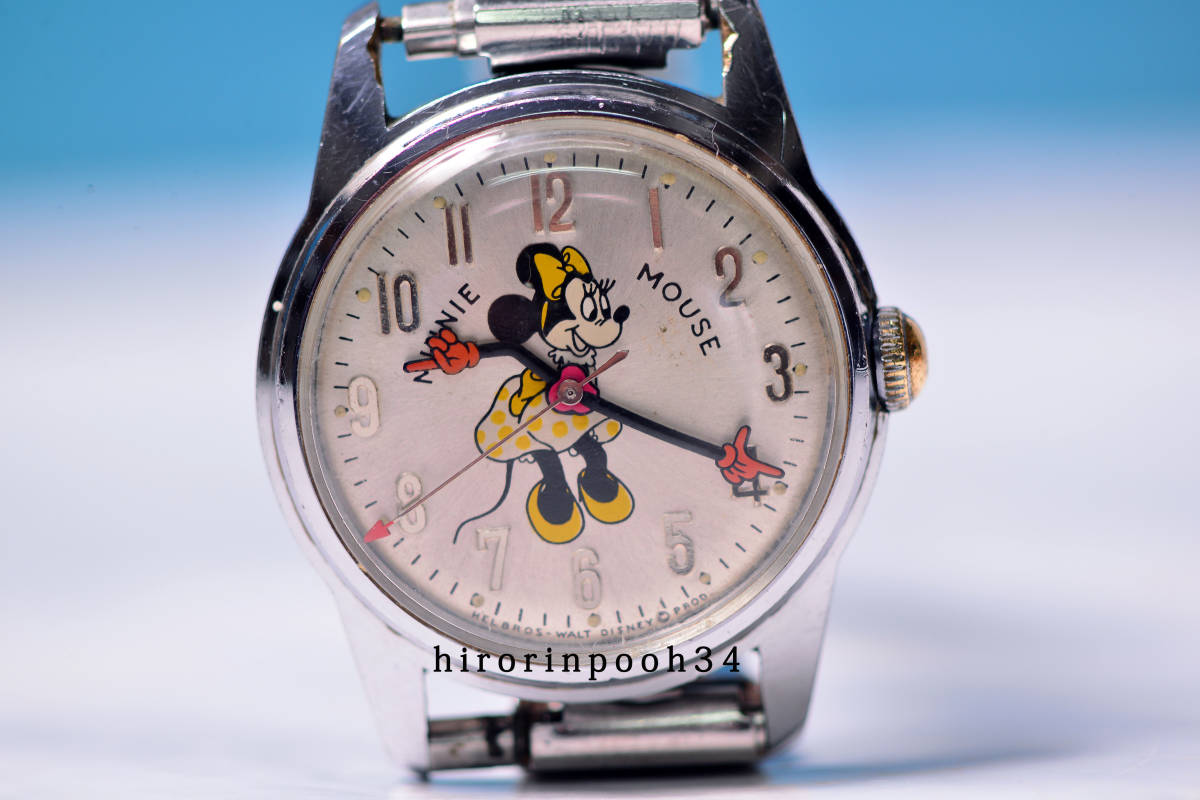 即決　レア　 HELBROS　 ヘルブロス　71' 　ミニーマウス手巻腕時計　ディズニー　最高級17石