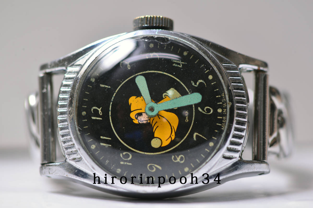 ヴィンテージ　超貴重　 美品　 48'　 Ingersoll　 プルート 　手巻時計　 OH済　 Pluto　 ディズニー_画像3