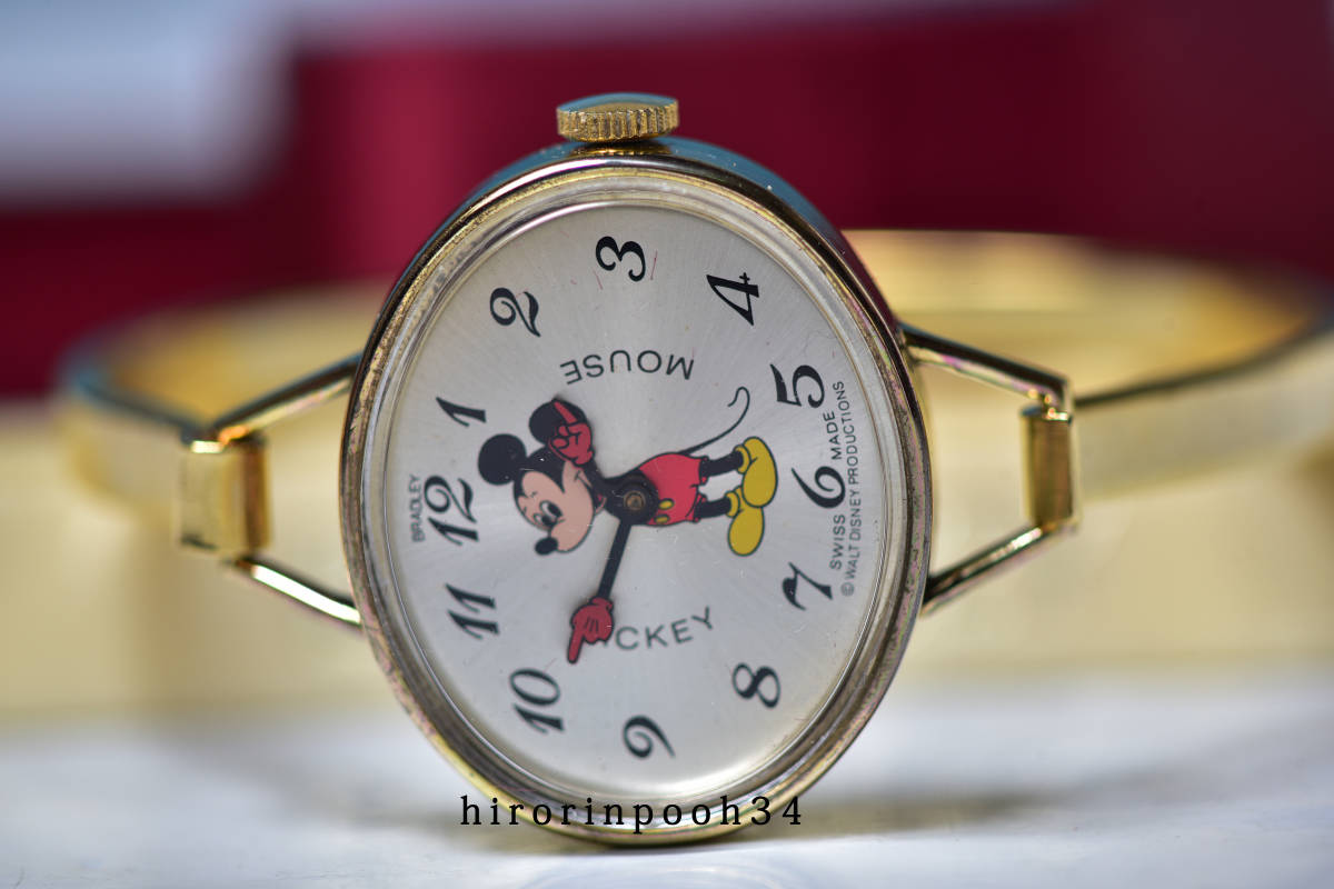  быстрое решение прекрасный товар BRADLEY Mickey Mouse ручной завод часы SWISSb Lad Ray 