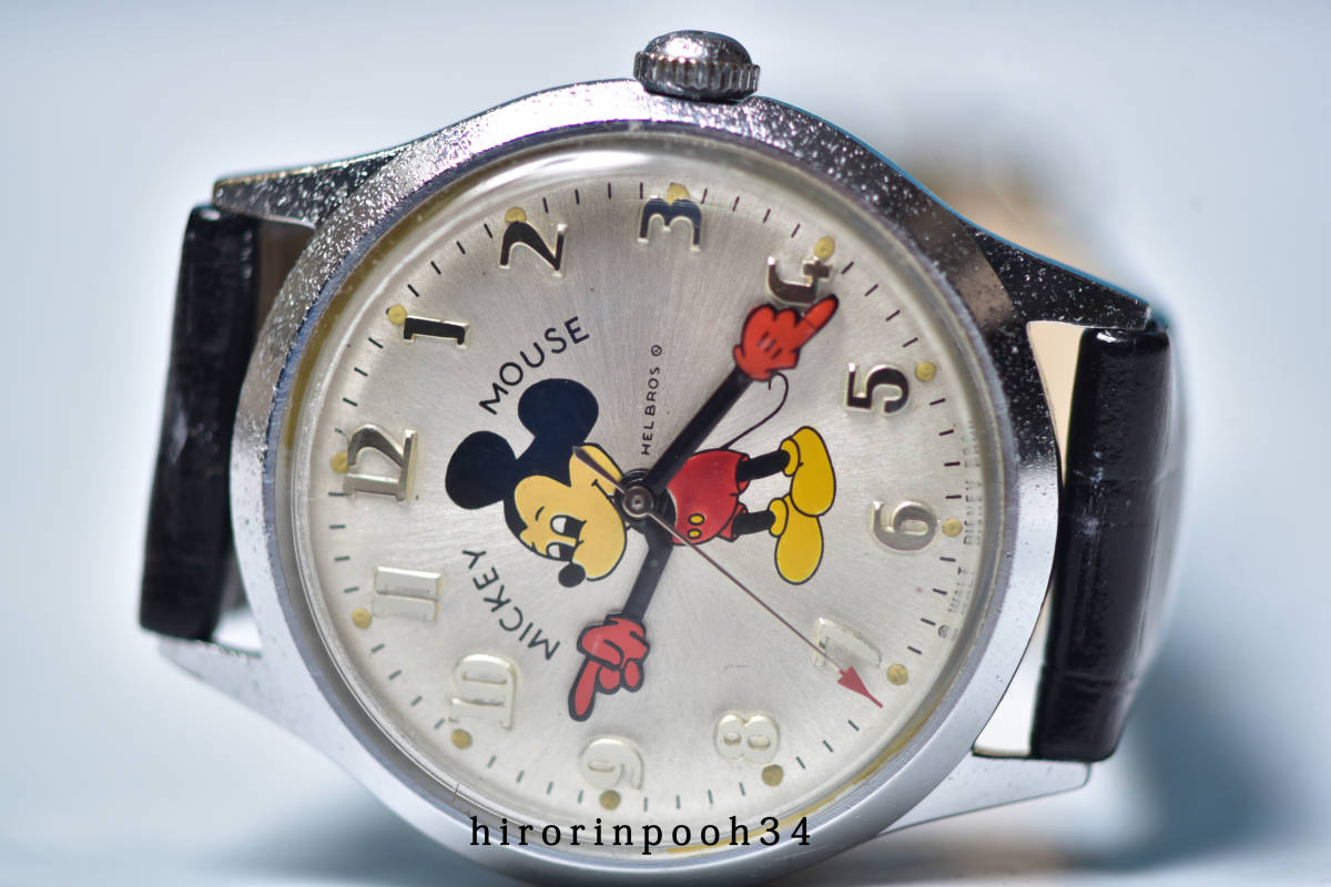  Vintage 71* Mickey Mouse ручной завод наручные часы HELBROS ад Bros 17 камень specification Disney 