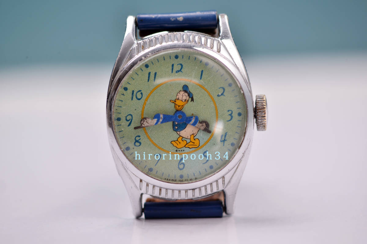  Vintage ценный 48 \' US TIME Дональд * Duck ручной завод наручные часы 