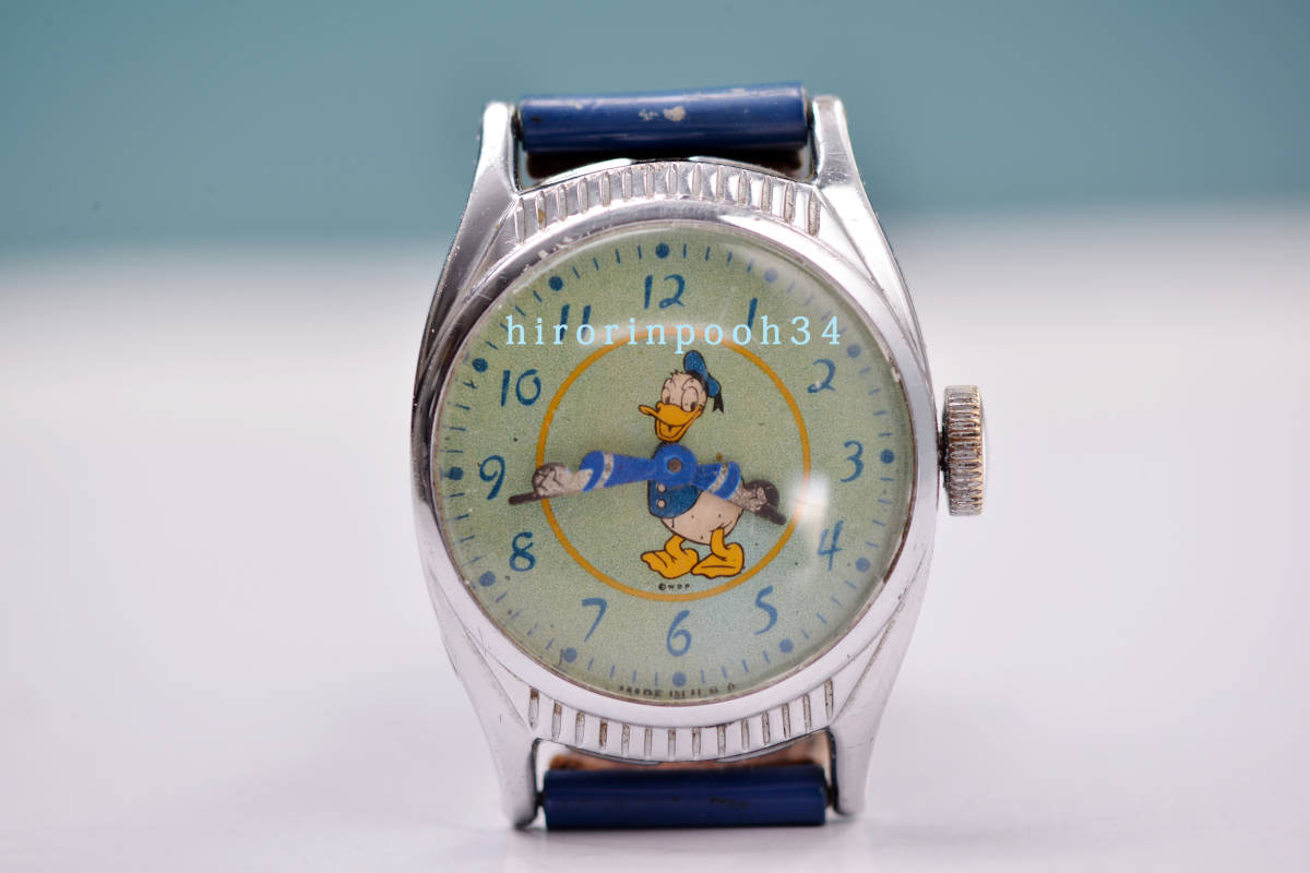  Vintage ценный 48 \' US TIME Дональд * Duck ручной завод наручные часы 