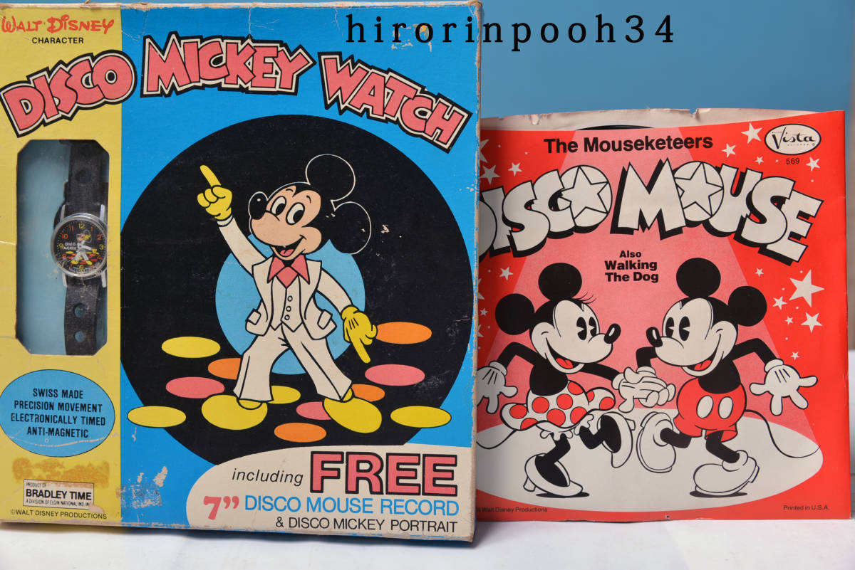  быстрое решение ценный * 1979 год * BRADLEY * disco * Mickey Mouse ручной завод наручные часы b Lad Ray 