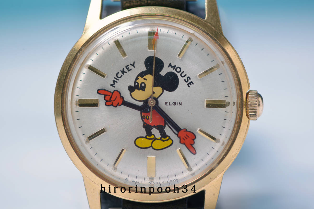即決　ELGIN　貴重　ミッキーマウス　手巻き時計　ＧＯＬＤトーン　エルジン