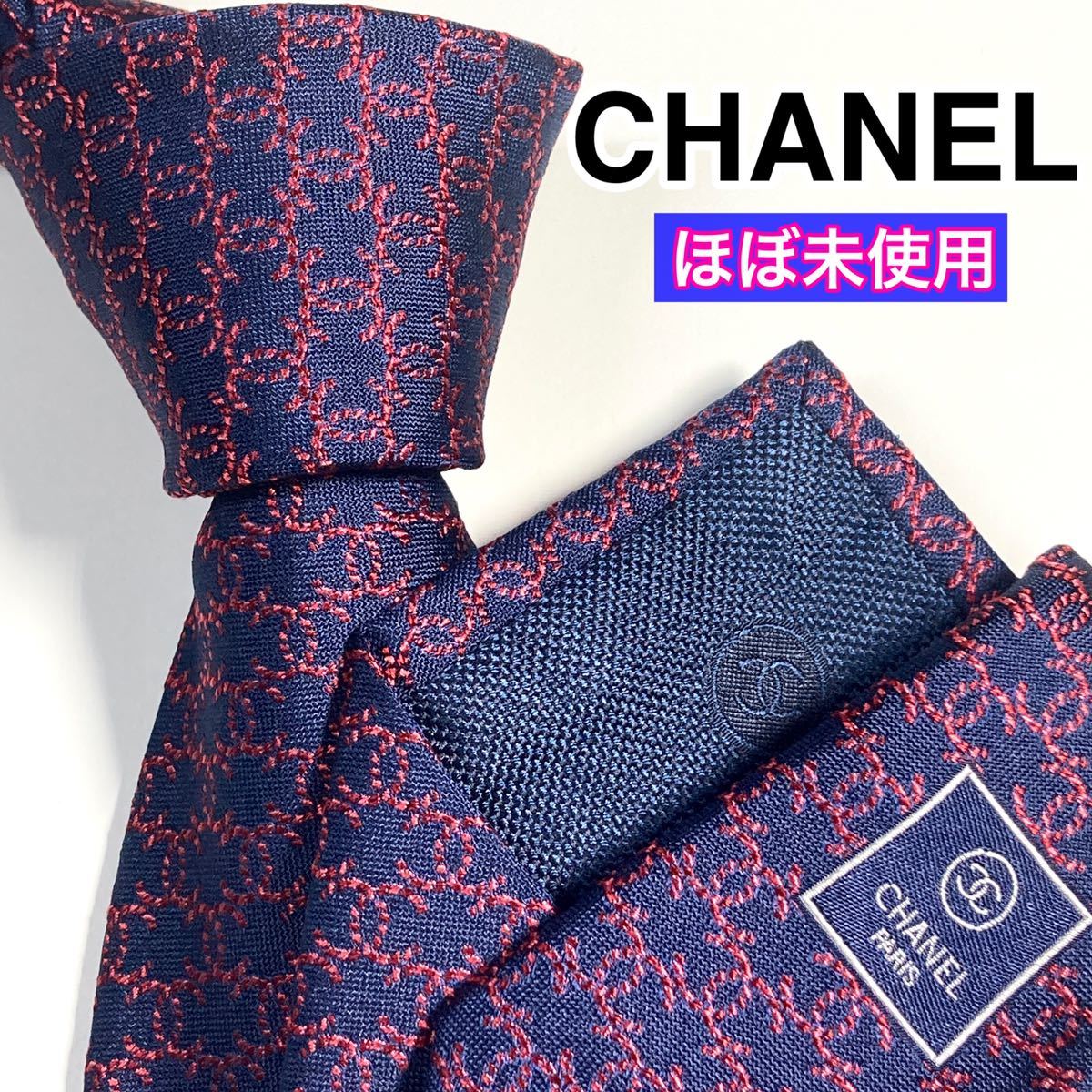 極美品 CHANEL シャネル　ネクタイ　高級シルク　ココマーク　希少_画像1