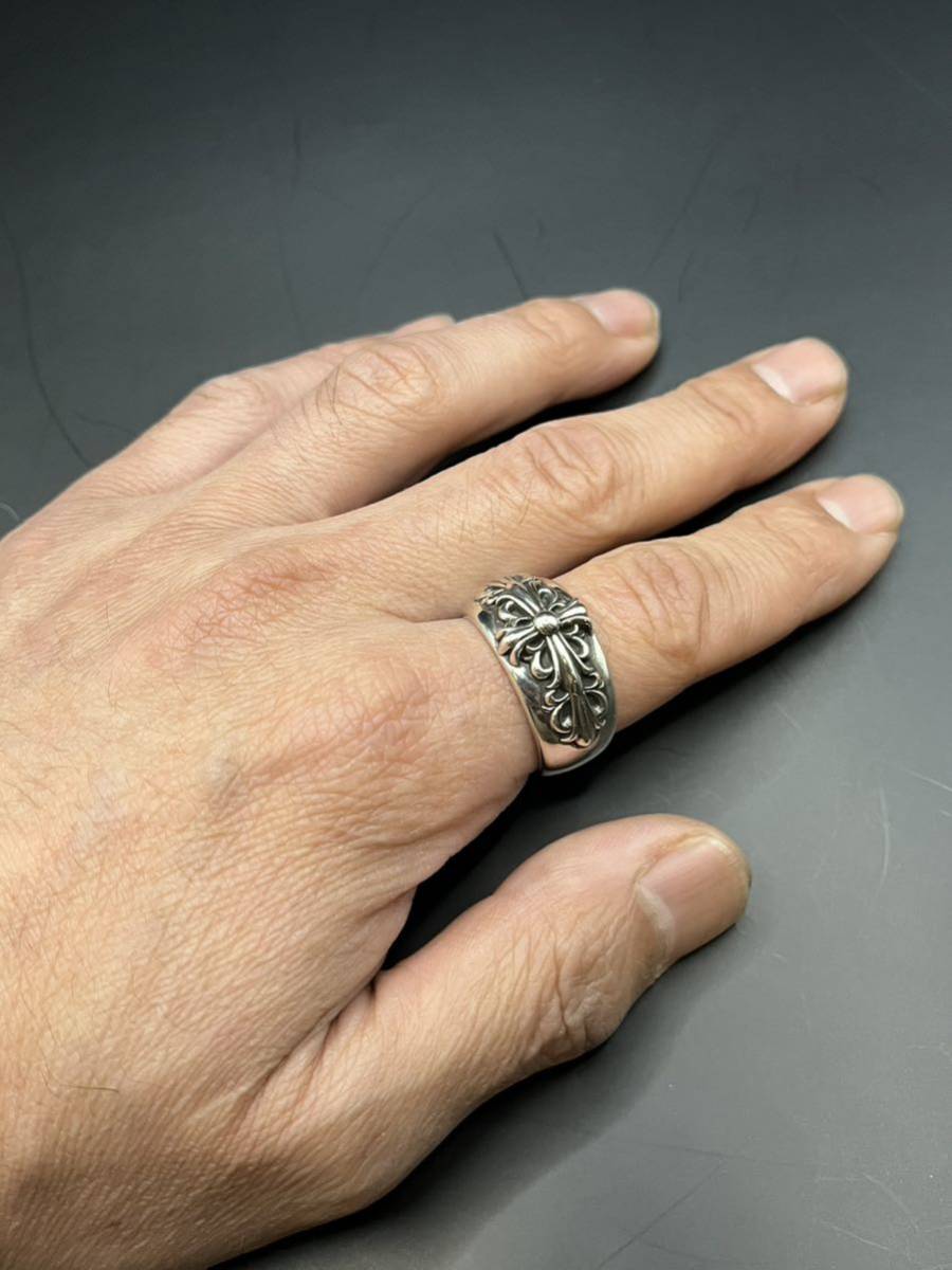 正規美品 CHROME HEARTS ダブルフローラルクロスリング 25号/クロス
