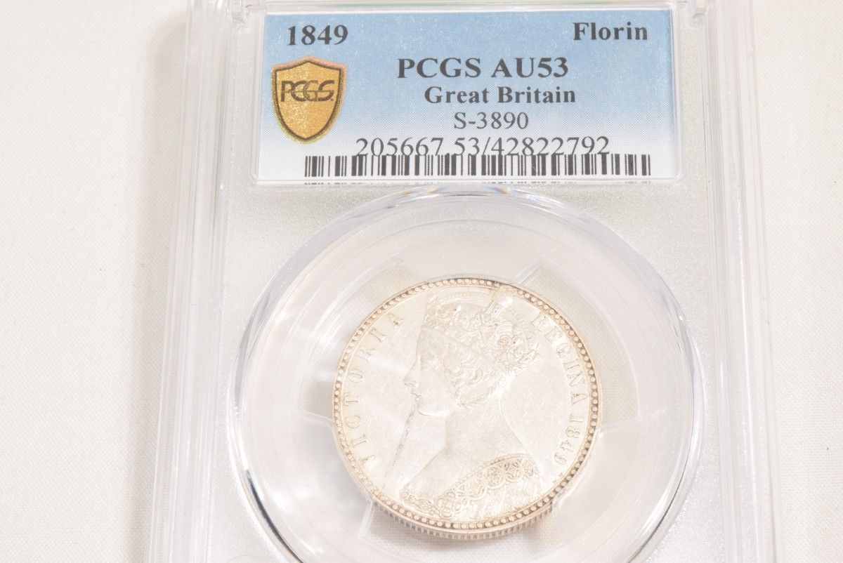 希少】ゴッドレスフローリン銀貨 PCGS AU53 英国 イギリス
