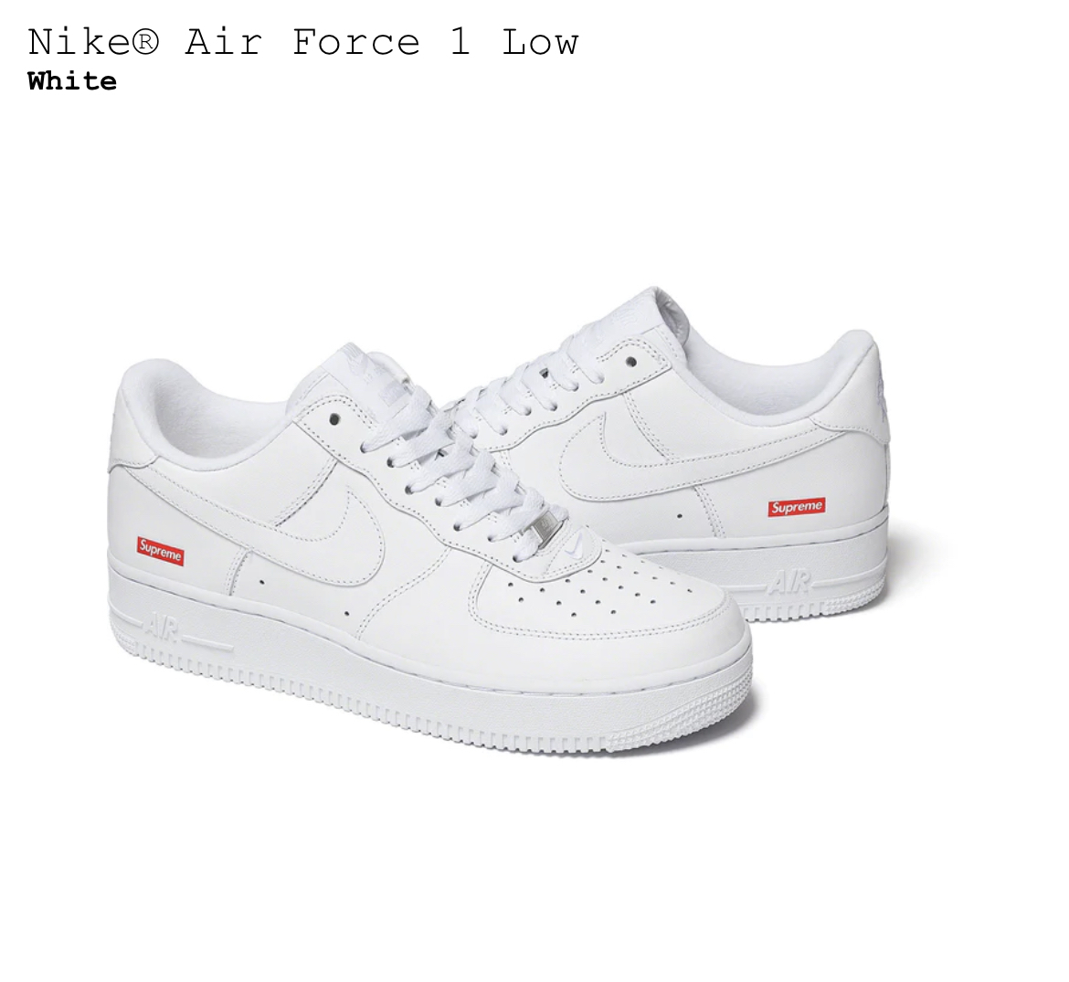 26.5cm 新品国内正規 23ss Supreme Nike Air Force 1 Low White