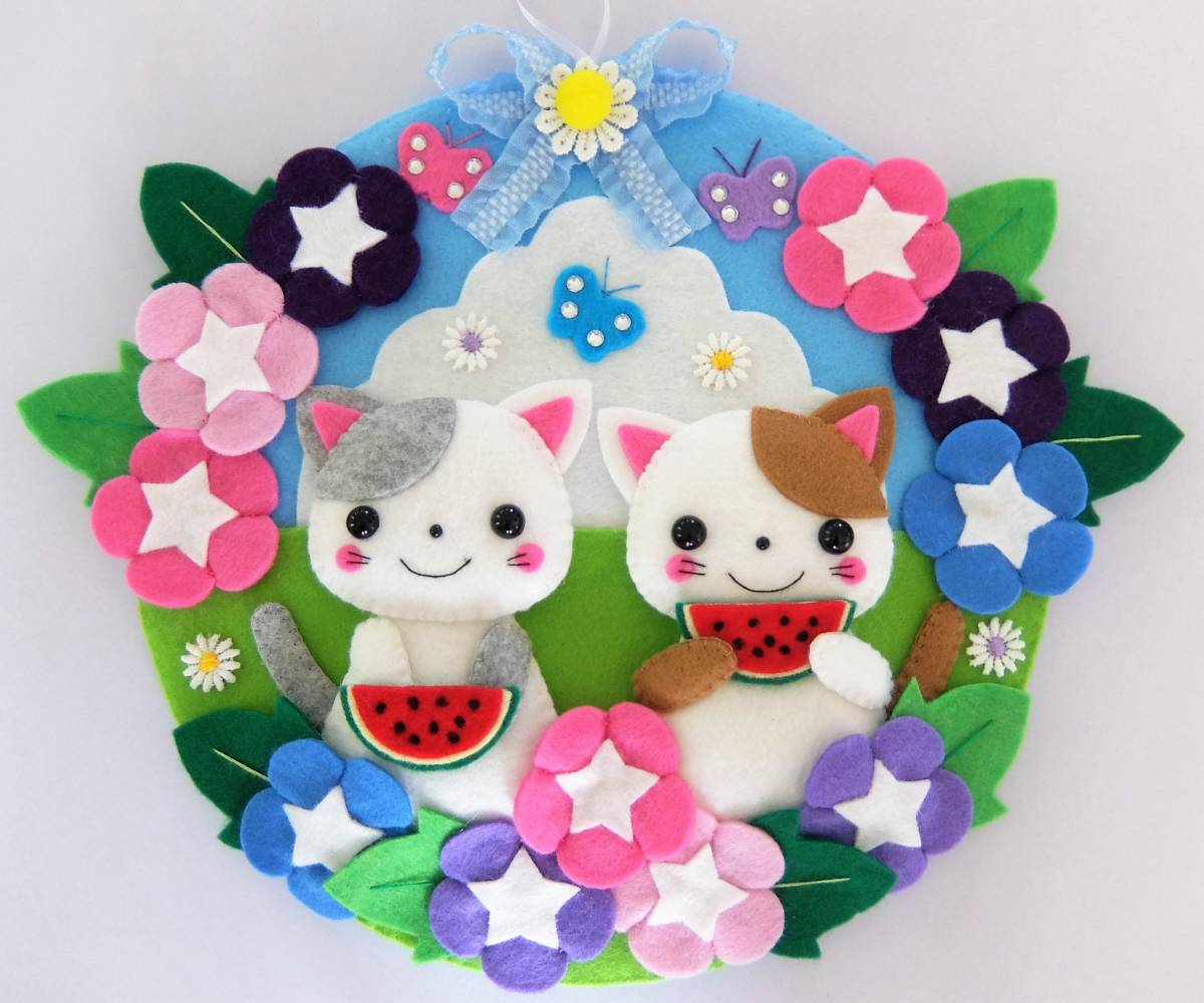 Yahoo!オークション - ハンドメイド フェルト リース 夏 猫 Yahoo!オークション - ハンドメイド フェルト リース 夏 猫