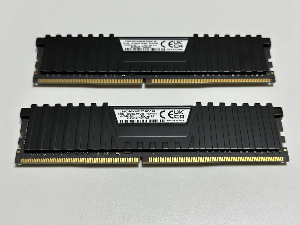 ほぼ未使用/DDR4-3200 32GB/CORSAIR CMK32GX4M2E3200C16/デスクトップPC用メモリ 16GBx2枚_画像3