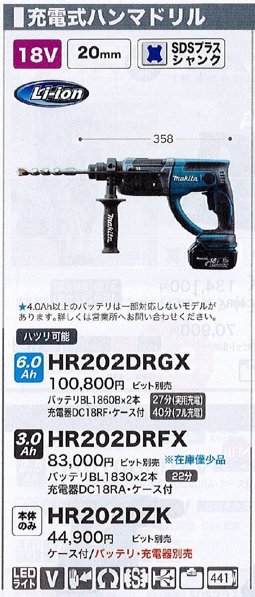 c1【郡山定#1カサ%050523-4】充電式ハンマドリル マキタ HR202DZK 本体のみ　ケース付き　バッテリー充電器別売り※定価44,900円＋税_画像1