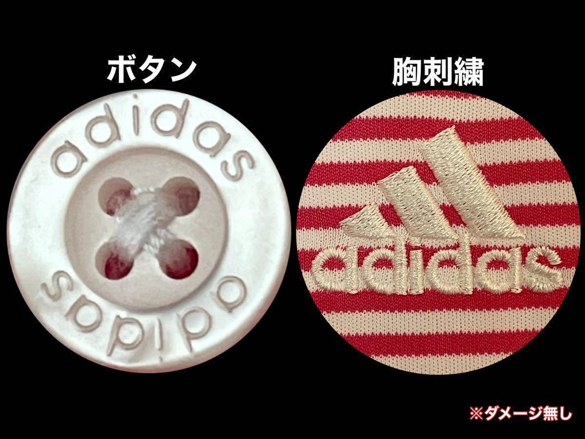 超美品 adidas(アディダス)テーラーメイド メンズ ゴルフ シャツ L(T175cm.B95cm)使用2回 ピンク ホワイト ドライ 半袖 スポーツアウトドア_ボタン、刺繍