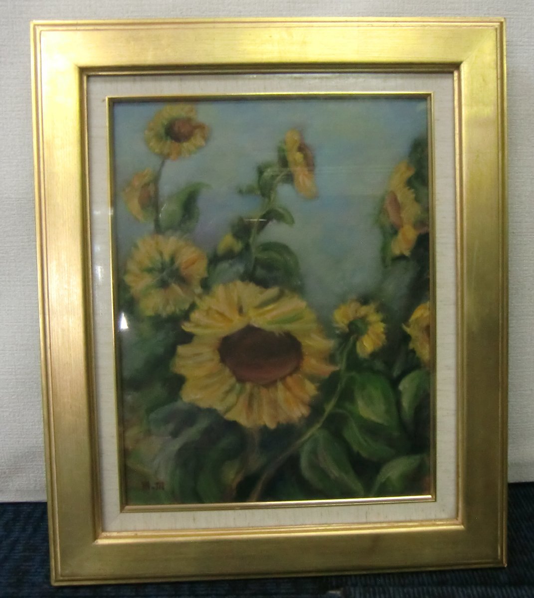 ① picture oil painting sunflower autograph equipped oil painting F6 campus [ke402]