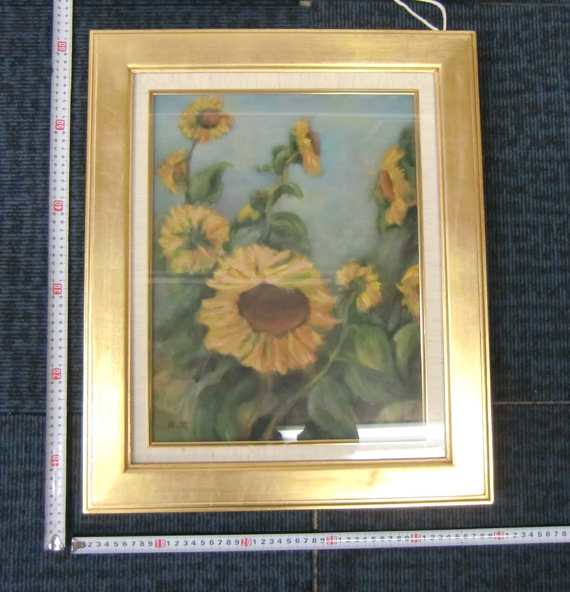 ① picture oil painting sunflower autograph equipped oil painting F6 campus [ke402]