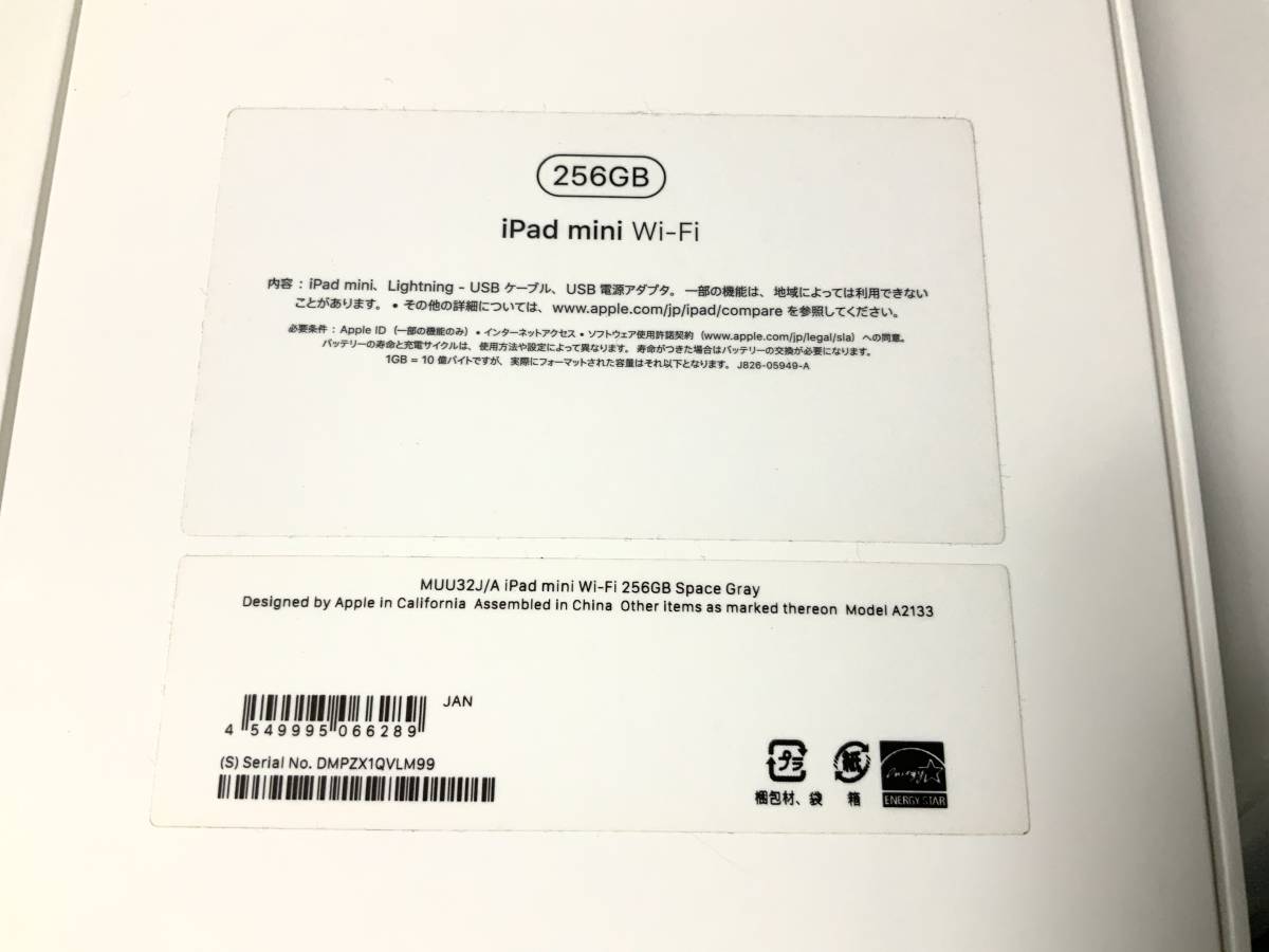 iPad mini 第5世代 Wi-Fi 256GB MUU32J/A スペースグレイ 動作確認済