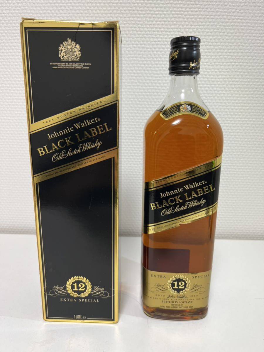 酒 ジョニーウォーカー ブラックラベル 12年 1L 箱付き 古酒 スコッチウイスキー _画像1