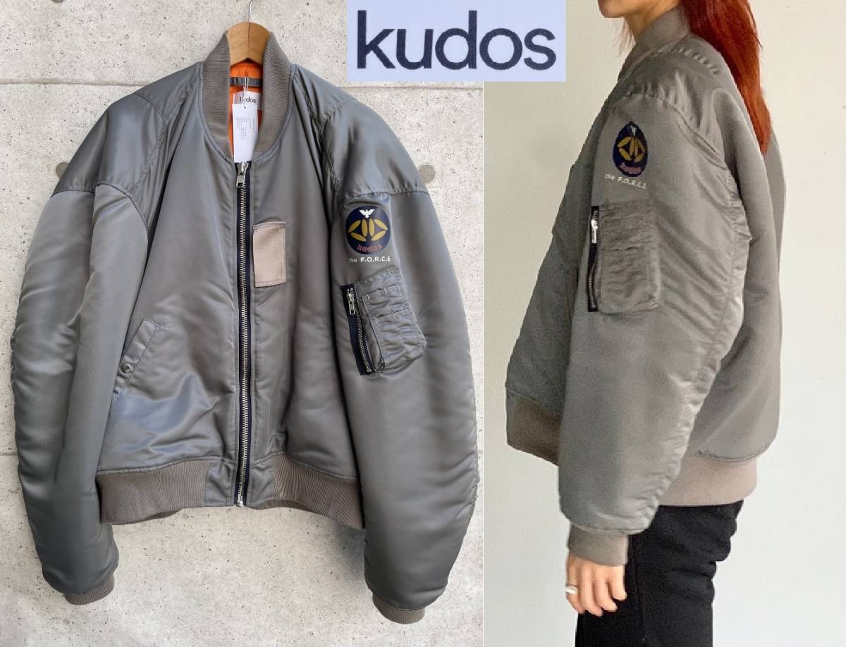 美品 21AW 定価66,000円 kudos クードス BIG SHOULDER MA-1 JACKET オーバーサイズ ボンバージャケット size 2 日本製 KJ21YY02-06-02_画像1