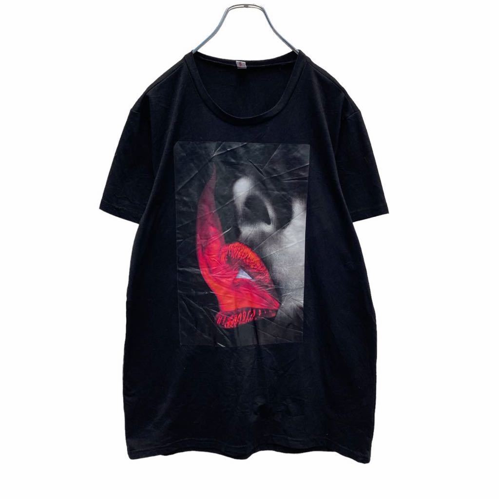 半袖 プリント Tシャツ XL ブラック レッド 唇 lip ビッグサイズ 古着卸 アメリカ仕入 a505-5132_画像1