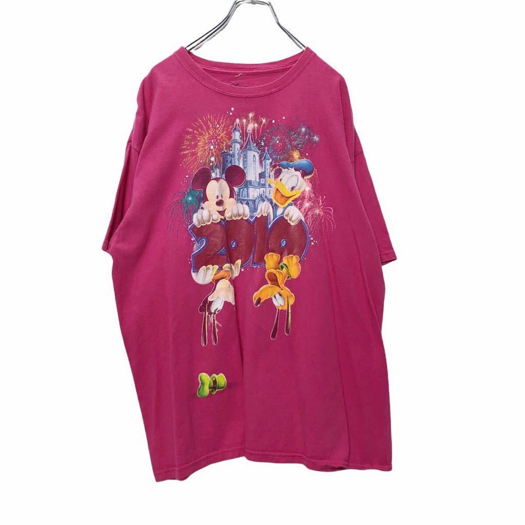 Disney 半袖 プリントTシャツ XLサイズ ビッグサイズ ディズニー ミッキー&フレンズ ピンク 古着卸 アメリカ仕入れ a406-6286_画像1