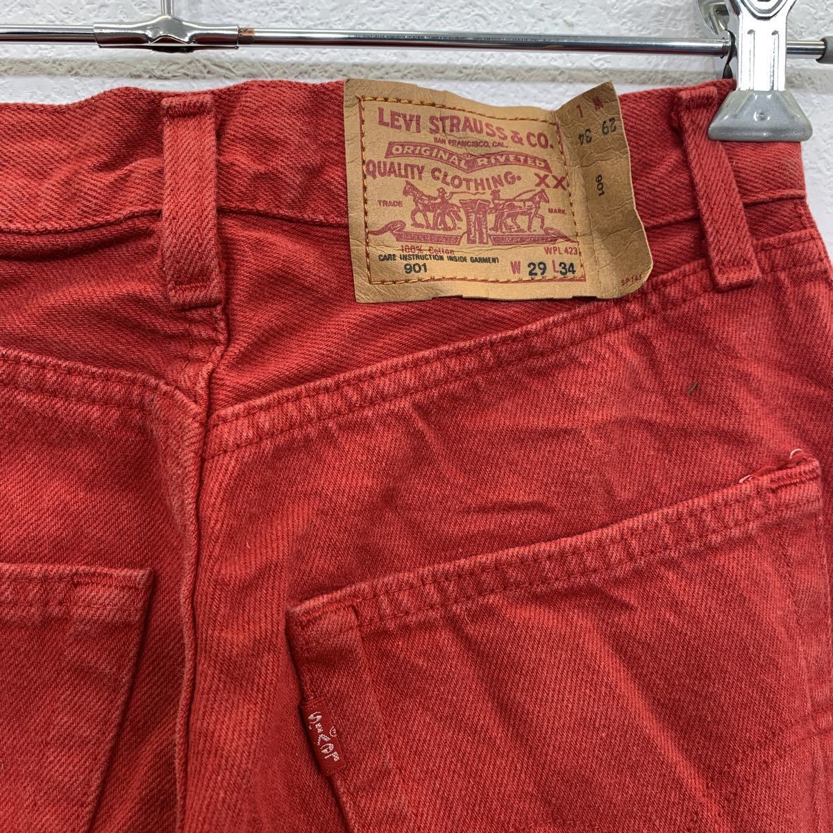 Levi's デニムパンツ W29 リーバイス 901 ボタンフライ レッド 赤 古着卸 アメリカ仕入 2305-115_画像9