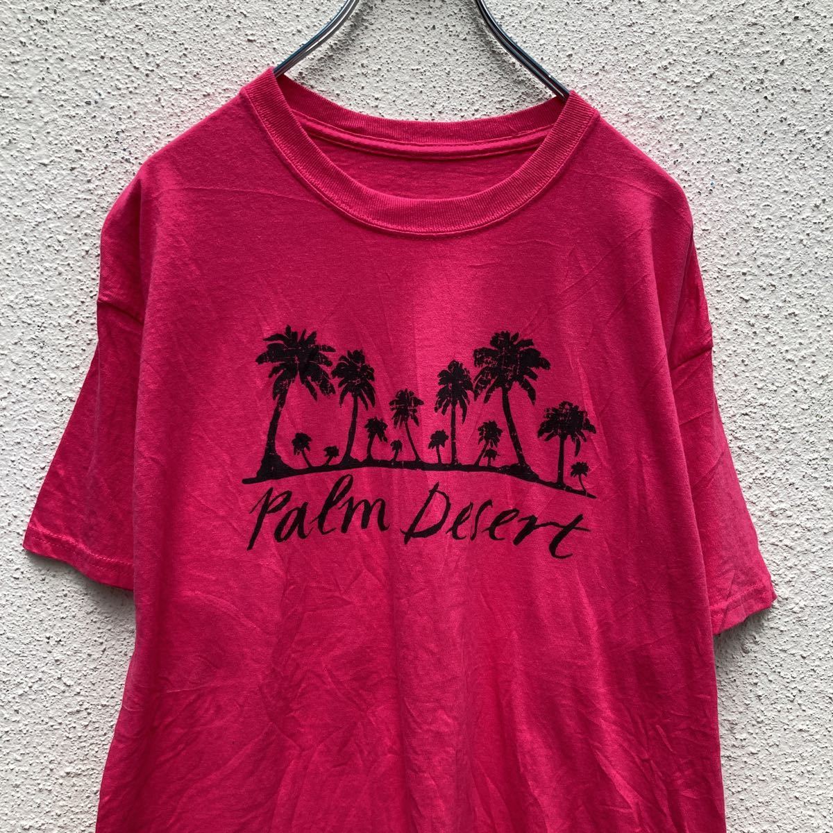 半袖 プリント Tシャツ XL～ ピンク ブラック ヤシの木 シルエット ビッグサイズ 古着卸 アメリカ仕入 a505-5426_画像2