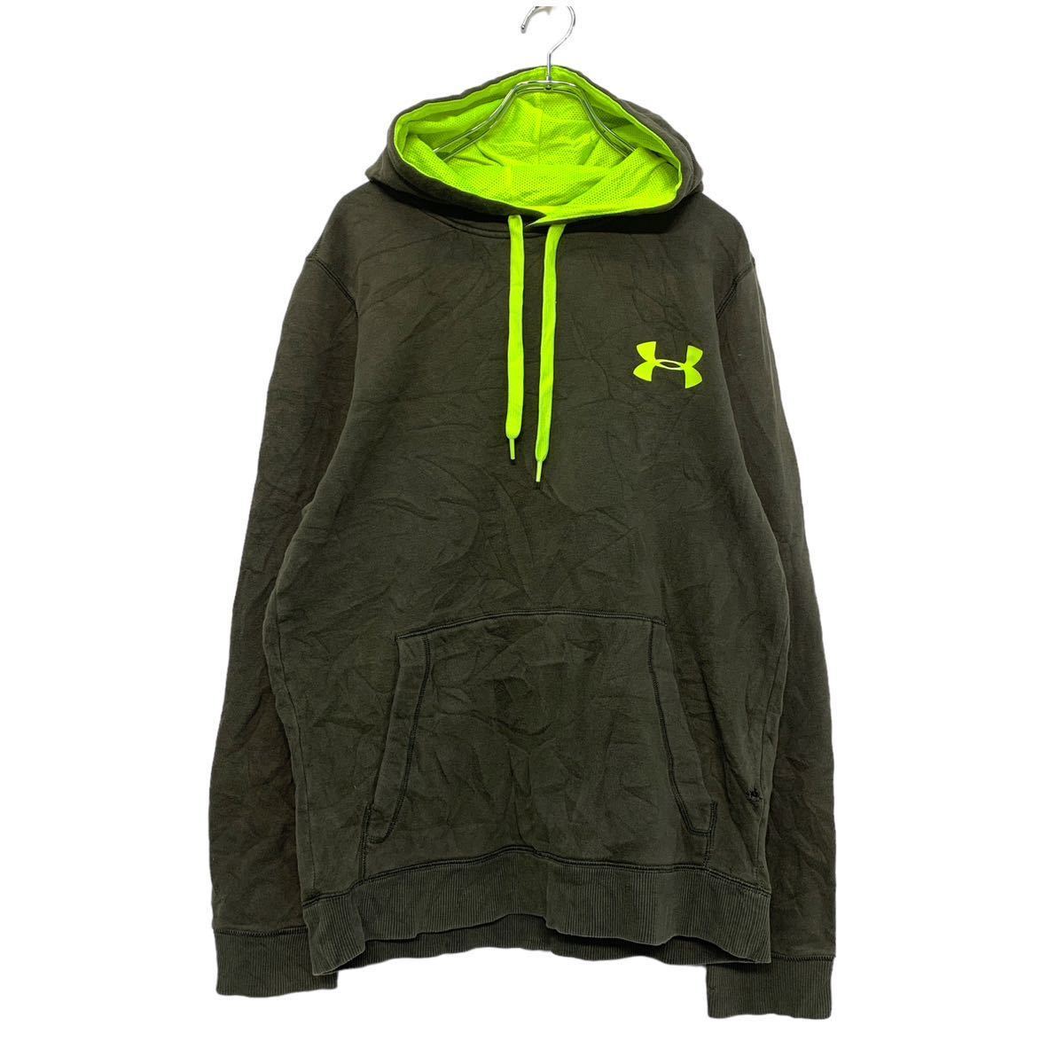 UNDER ARMOUR プリント スウェット フーディー S カーキ アンダーアーマー スポーツ メッシュ 古着卸 アメリカ仕入 a505-5447_画像1