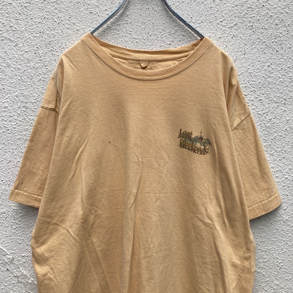 COVINGTON 半袖 プリント Tシャツ XL くすみカラー イエロー ビーチ ビッグサイズ 古着卸 アメリカ仕入 a505-5322_画像2