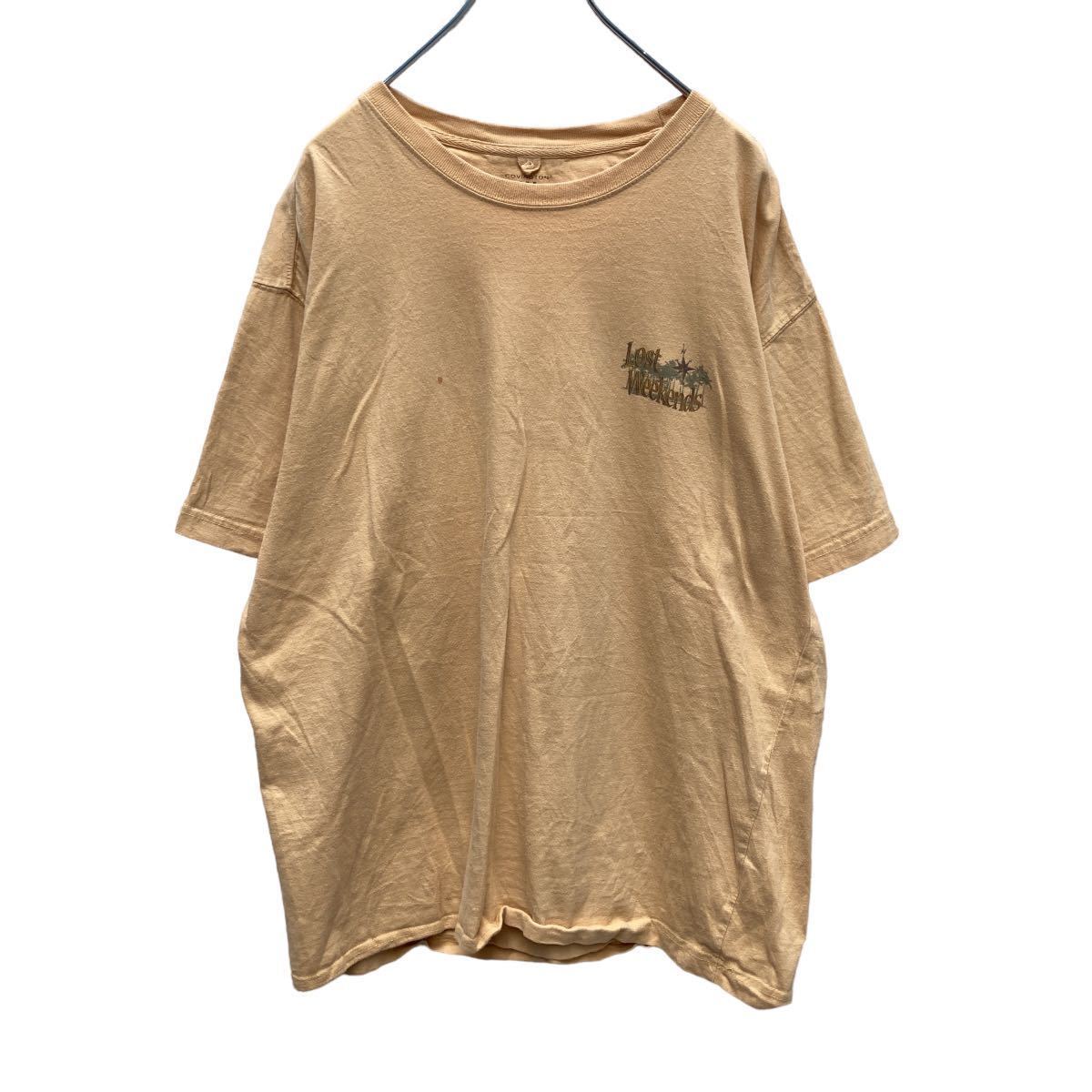 COVINGTON 半袖 プリント Tシャツ XL くすみカラー イエロー ビーチ ビッグサイズ 古着卸 アメリカ仕入 a505-5322_画像1