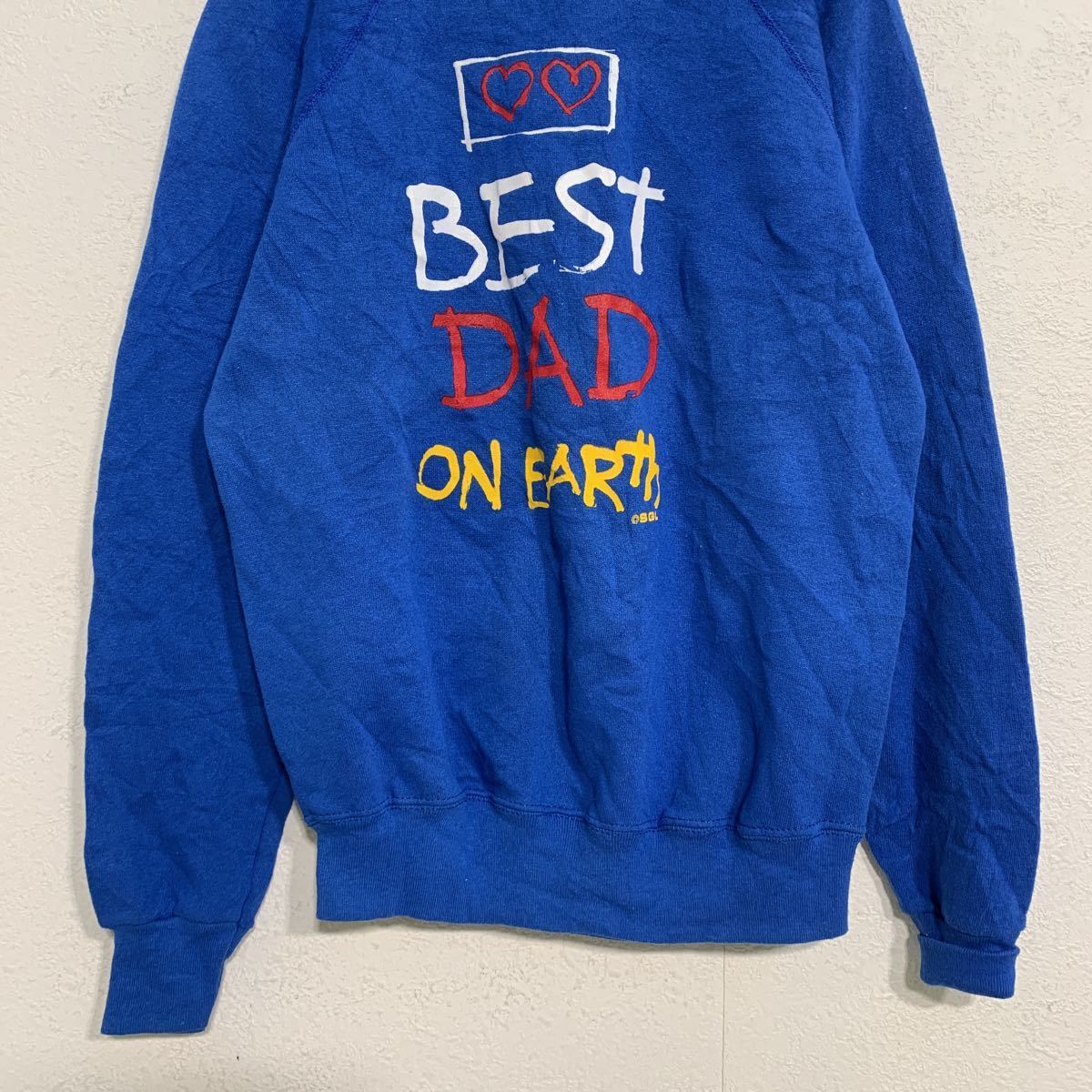 Tultex sweat sweatshirt wi men's S blue BEST DAD ON EARTH print old clothes . America stock a501-5521