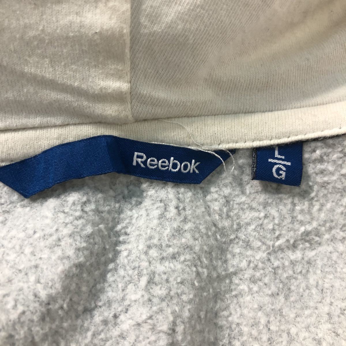 Reebok ロゴ スウェットトレーナー L グレー リーボック フーディ ポケット ジップアップ 古着卸 アメリカ仕入 a505-5987_画像8