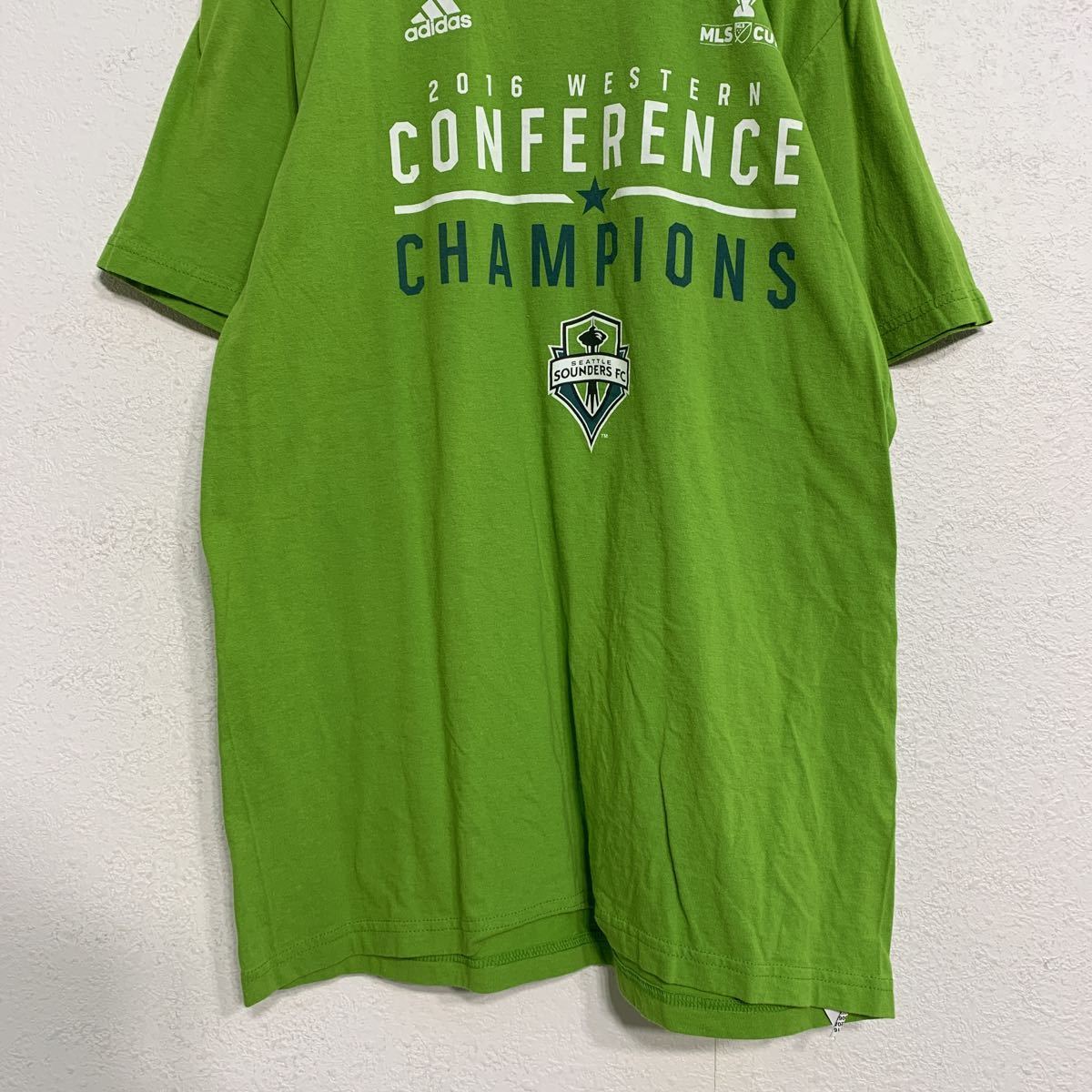 adidas 半袖 プリント Tシャツ M グリーン アディダス スポーツ MLS シアトル サウンダーズ 古着卸 アメリカ仕入れ a406-5280_画像3